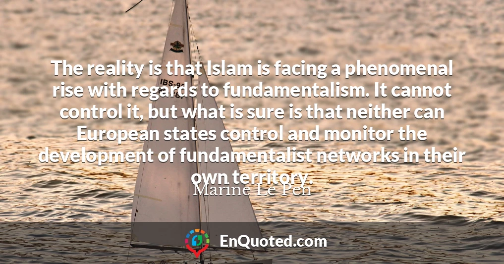 The reality is that Islam is facing a phenomenal rise with regards to fundamentalism. It cannot control it, but what is sure is that neither can European states control and monitor the development of fundamentalist networks in their own territory.
