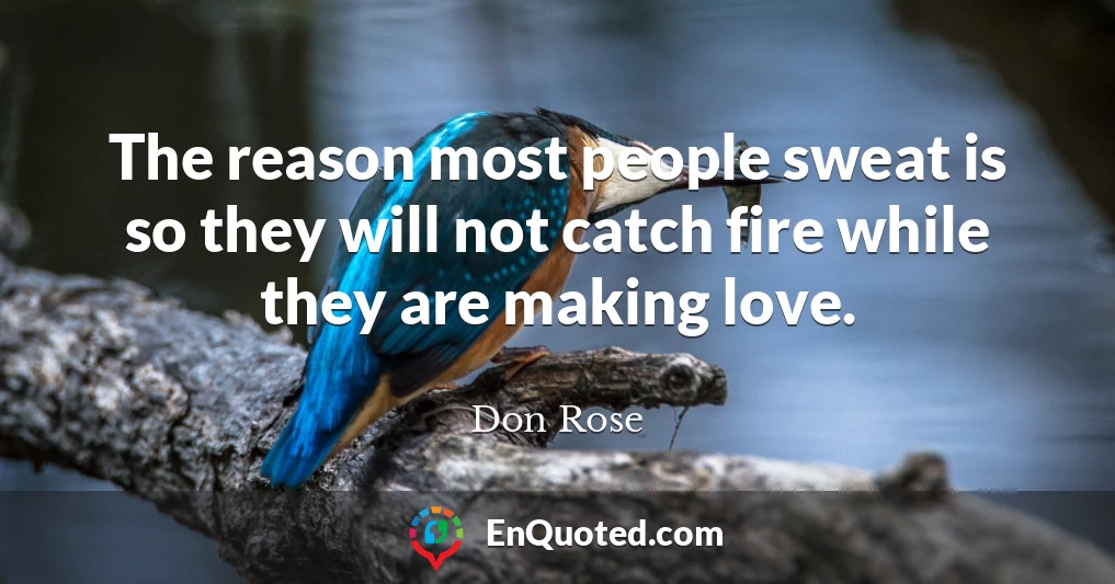 The reason most people sweat is so they will not catch fire while they are making love.