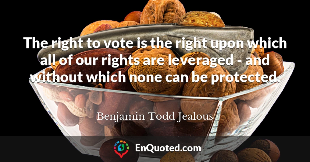 The right to vote is the right upon which all of our rights are leveraged - and without which none can be protected.