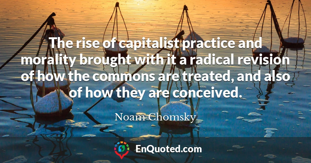 The rise of capitalist practice and morality brought with it a radical revision of how the commons are treated, and also of how they are conceived.
