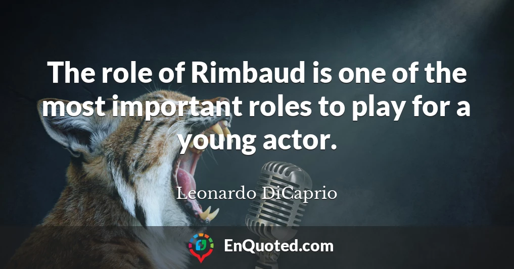 The role of Rimbaud is one of the most important roles to play for a young actor.