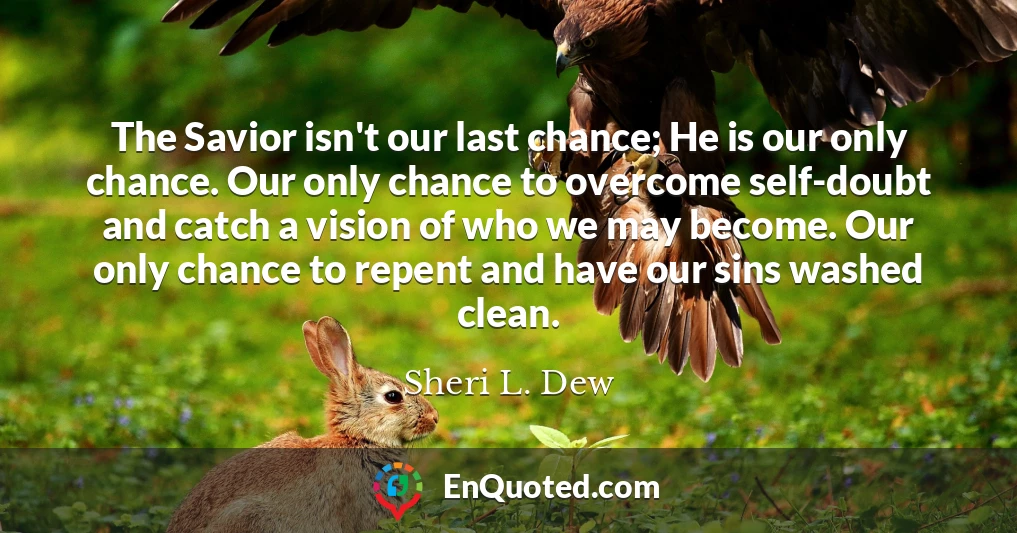 The Savior isn't our last chance; He is our only chance. Our only chance to overcome self-doubt and catch a vision of who we may become. Our only chance to repent and have our sins washed clean.