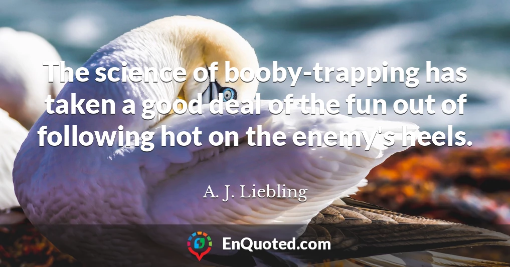 The science of booby-trapping has taken a good deal of the fun out of following hot on the enemy's heels.