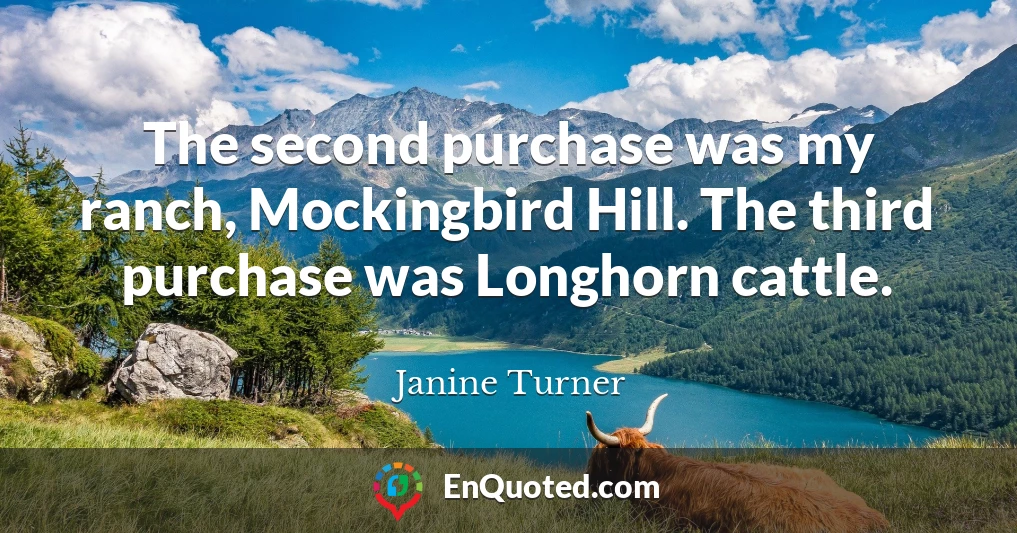 The second purchase was my ranch, Mockingbird Hill. The third purchase was Longhorn cattle.