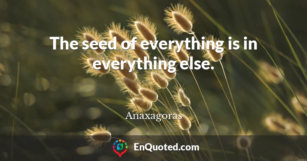 The seed of everything is in everything else.