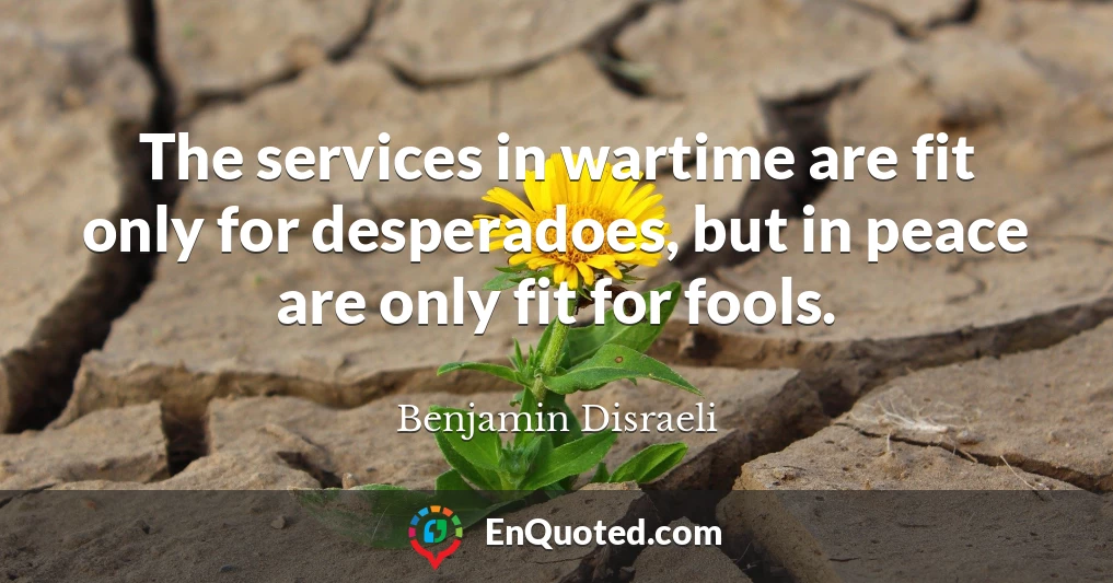 The services in wartime are fit only for desperadoes, but in peace are only fit for fools.