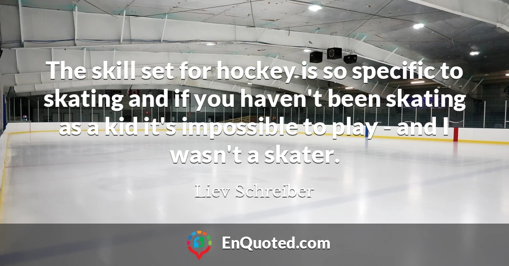 The skill set for hockey is so specific to skating and if you haven't been skating as a kid it's impossible to play - and I wasn't a skater.
