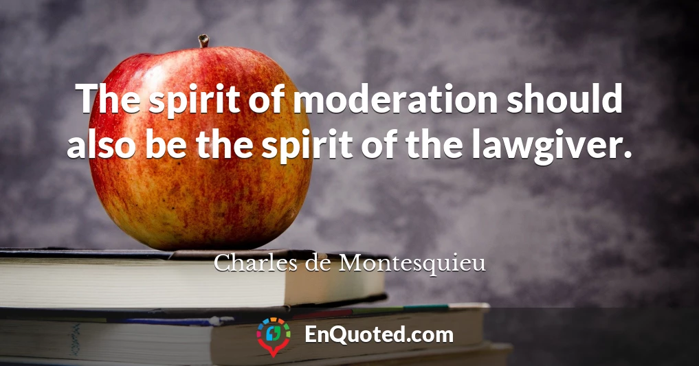 The spirit of moderation should also be the spirit of the lawgiver.