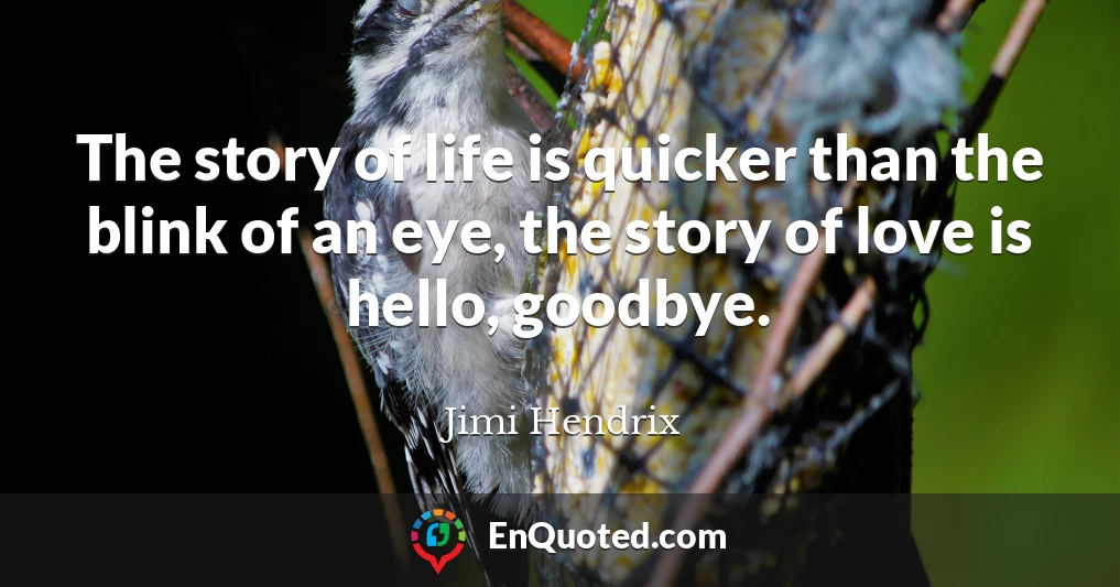 The story of life is quicker than the blink of an eye, the story of love is hello, goodbye.