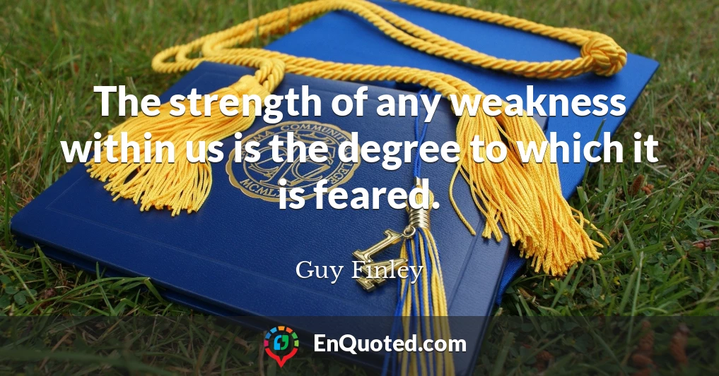 The strength of any weakness within us is the degree to which it is feared.