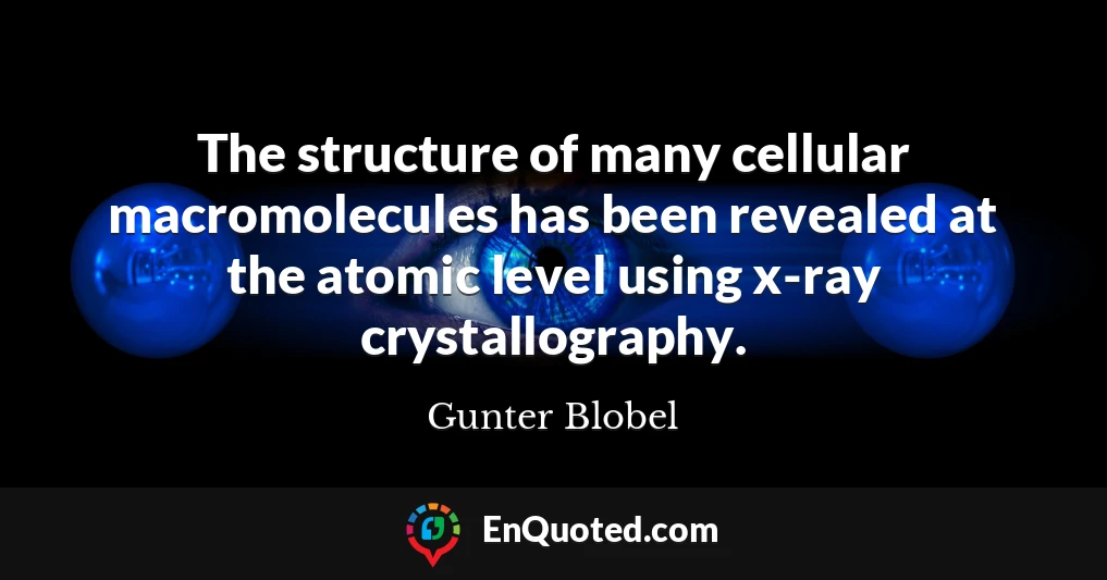 The structure of many cellular macromolecules has been revealed at the atomic level using x-ray crystallography.