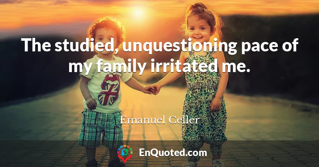 The studied, unquestioning pace of my family irritated me.