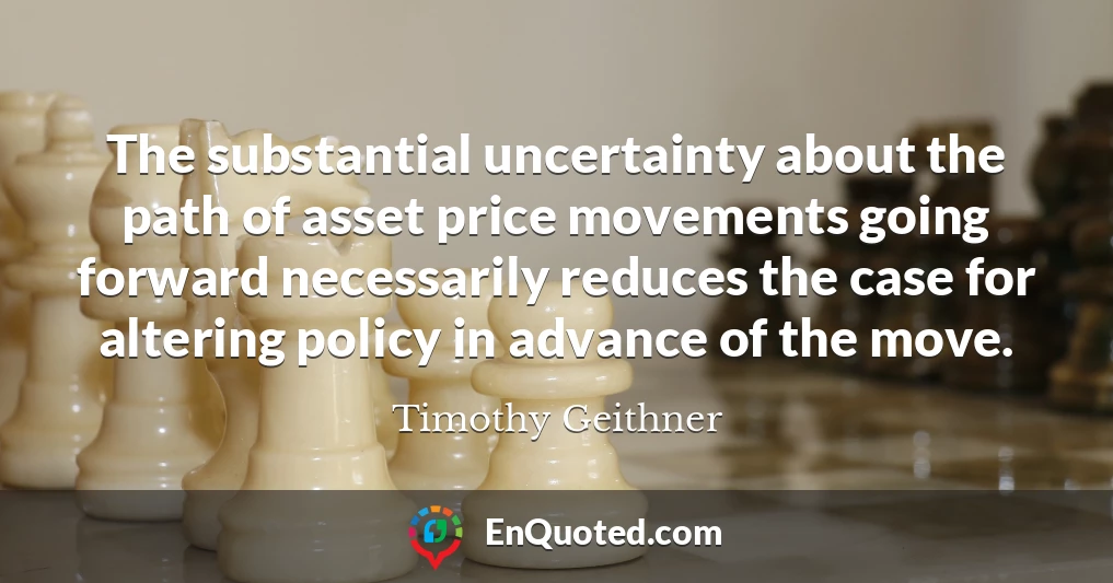 The substantial uncertainty about the path of asset price movements going forward necessarily reduces the case for altering policy in advance of the move.
