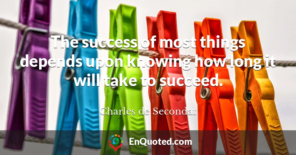 The success of most things depends upon knowing how long it will take to succeed.