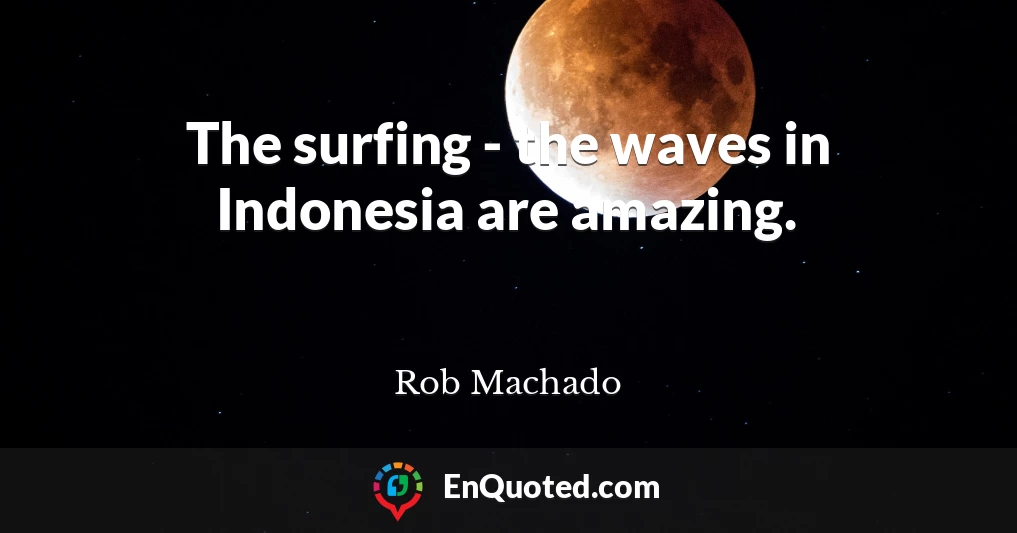 The surfing - the waves in Indonesia are amazing.
