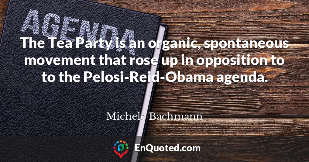 The Tea Party is an organic, spontaneous movement that rose up in opposition to to the Pelosi-Reid-Obama agenda.