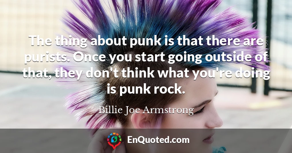 The thing about punk is that there are purists. Once you start going outside of that, they don't think what you're doing is punk rock.