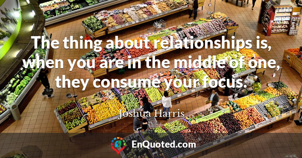 The thing about relationships is, when you are in the middle of one, they consume your focus.
