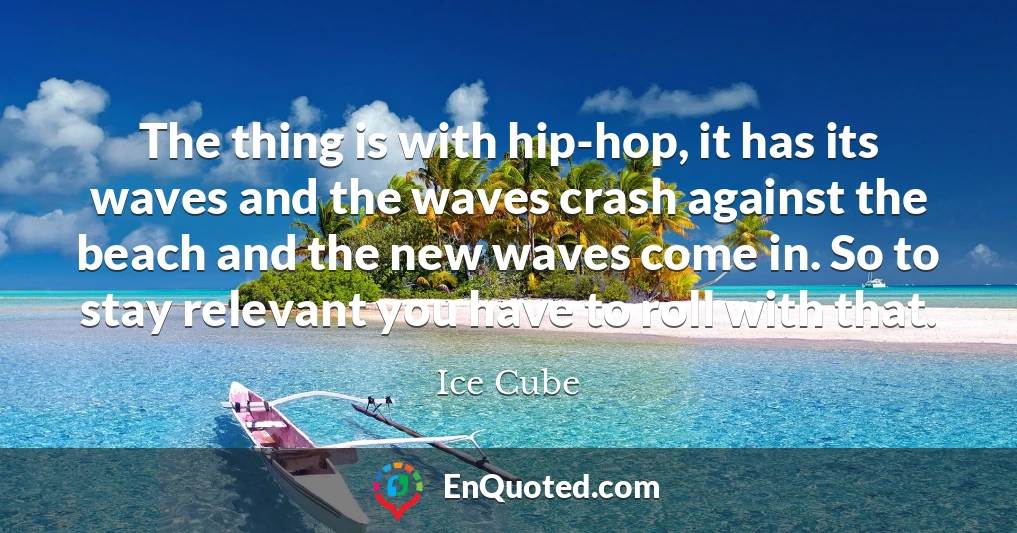 The thing is with hip-hop, it has its waves and the waves crash against the beach and the new waves come in. So to stay relevant you have to roll with that.