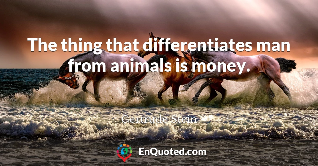 The thing that differentiates man from animals is money.