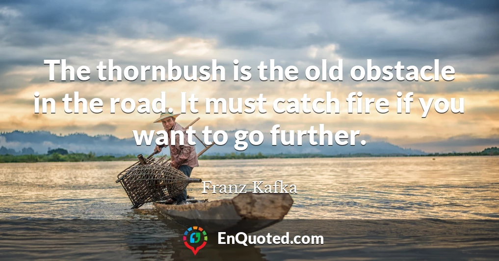 The thornbush is the old obstacle in the road. It must catch fire if you want to go further.