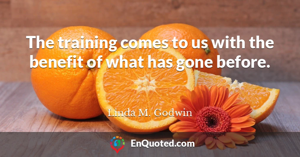 The training comes to us with the benefit of what has gone before.