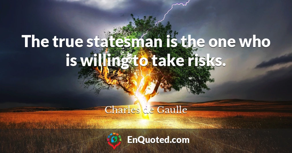 The true statesman is the one who is willing to take risks.