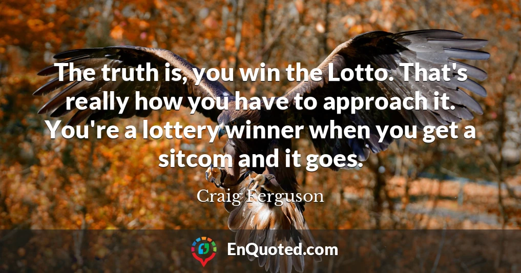The truth is, you win the Lotto. That's really how you have to approach it. You're a lottery winner when you get a sitcom and it goes.