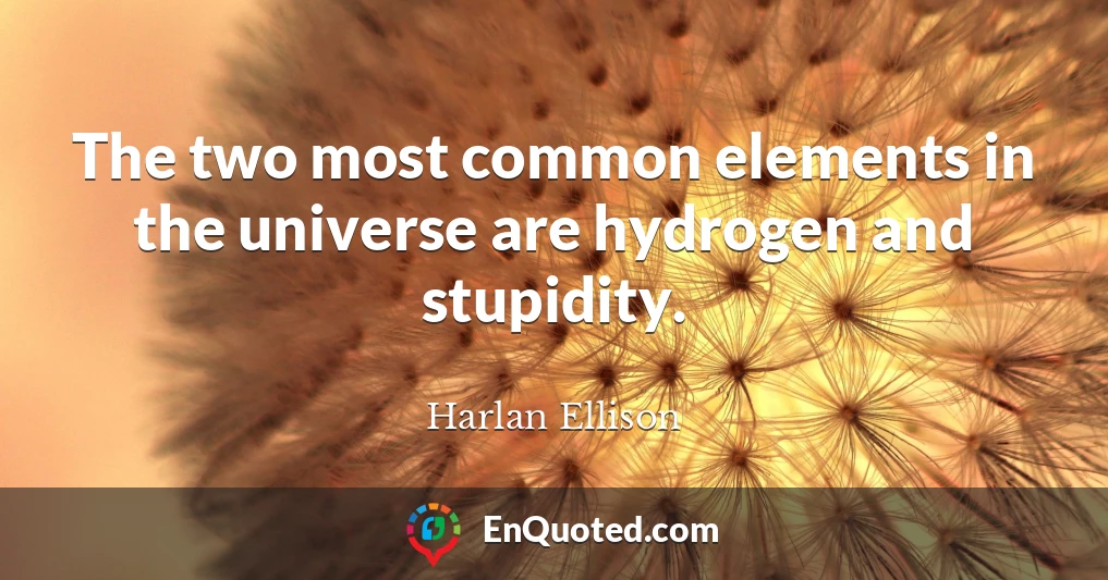 The two most common elements in the universe are hydrogen and stupidity.