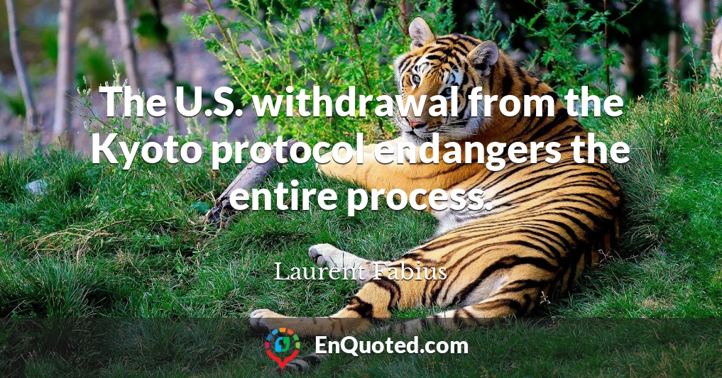 The U.S. withdrawal from the Kyoto protocol endangers the entire process.