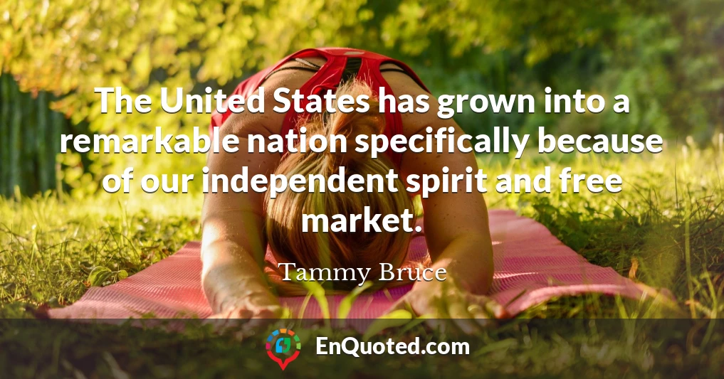The United States has grown into a remarkable nation specifically because of our independent spirit and free market.