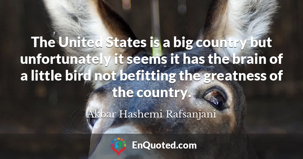 The United States is a big country but unfortunately it seems it has the brain of a little bird not befitting the greatness of the country.
