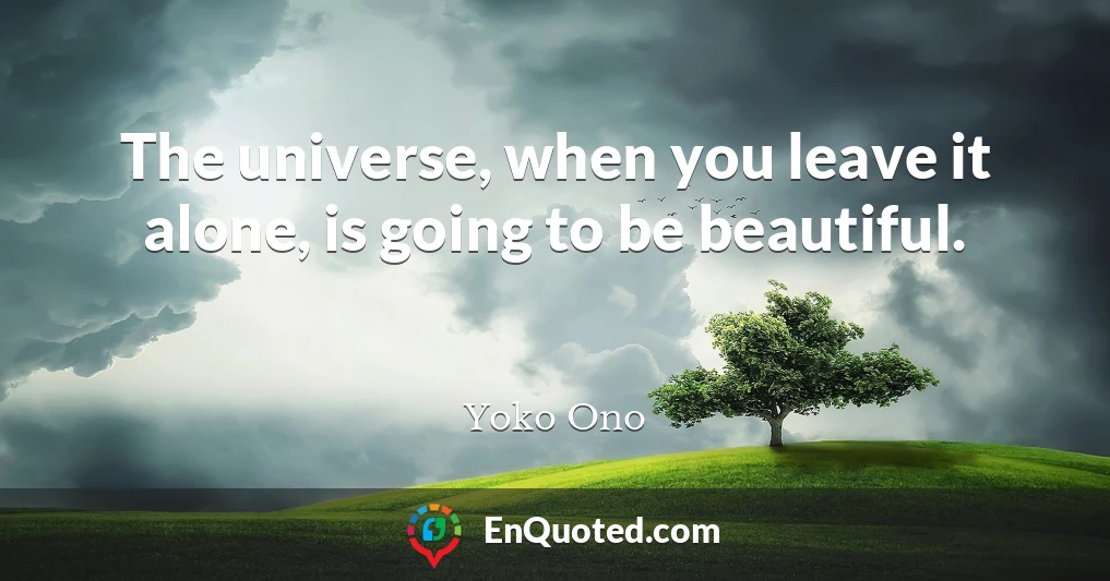 The universe, when you leave it alone, is going to be beautiful.