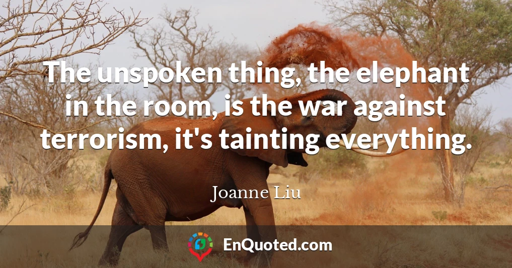 The unspoken thing, the elephant in the room, is the war against terrorism, it's tainting everything.