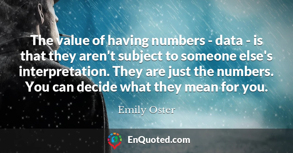 The value of having numbers - data - is that they aren't subject to someone else's interpretation. They are just the numbers. You can decide what they mean for you.