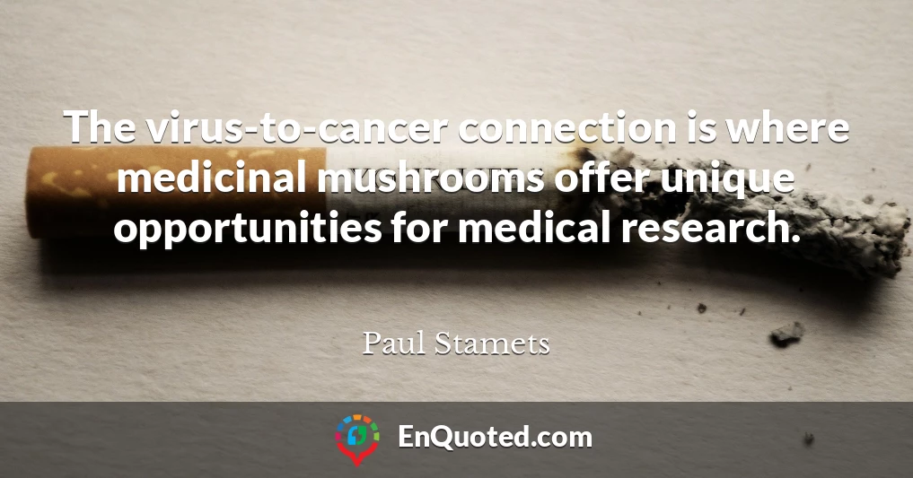 The virus-to-cancer connection is where medicinal mushrooms offer unique opportunities for medical research.