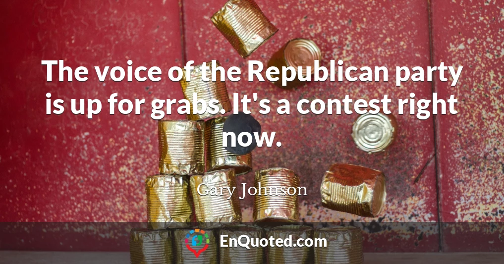 The voice of the Republican party is up for grabs. It's a contest right now.