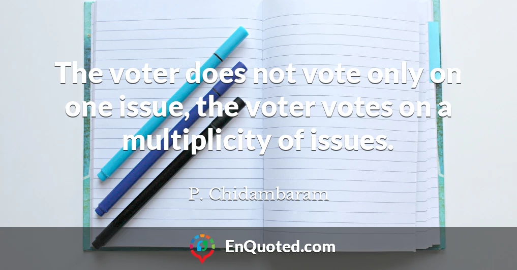 The voter does not vote only on one issue, the voter votes on a multiplicity of issues.