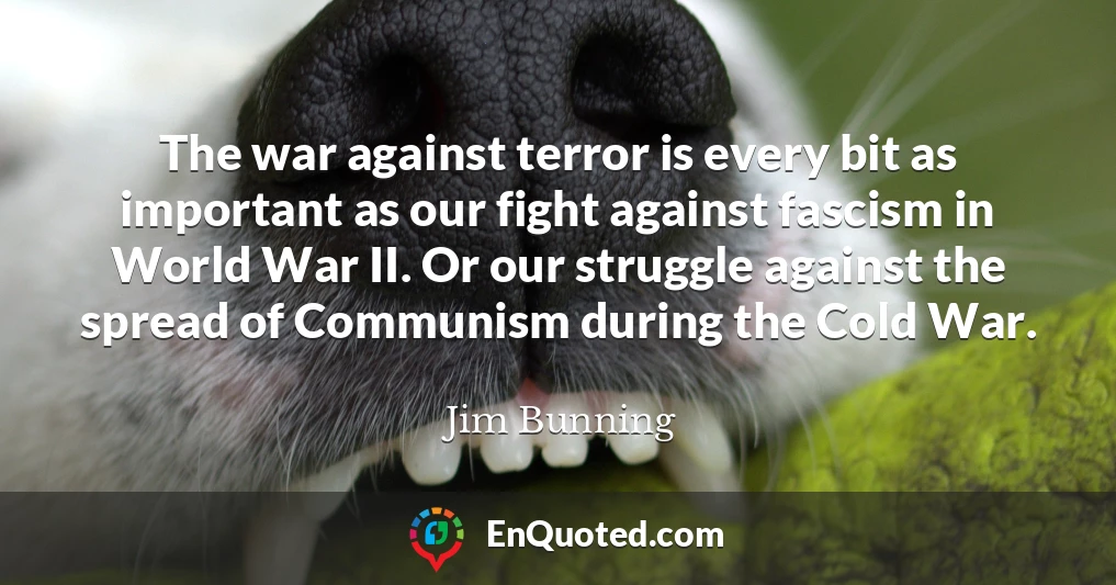 The war against terror is every bit as important as our fight against fascism in World War II. Or our struggle against the spread of Communism during the Cold War.