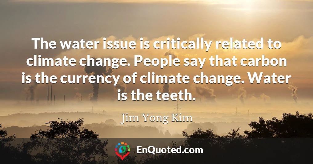 The water issue is critically related to climate change. People say that carbon is the currency of climate change. Water is the teeth.