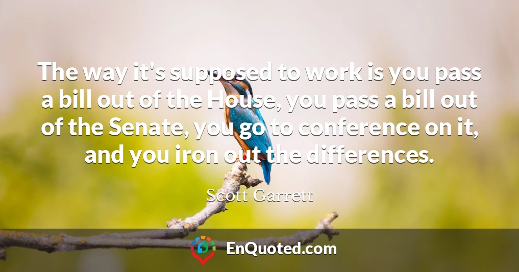 The way it's supposed to work is you pass a bill out of the House, you pass a bill out of the Senate, you go to conference on it, and you iron out the differences.