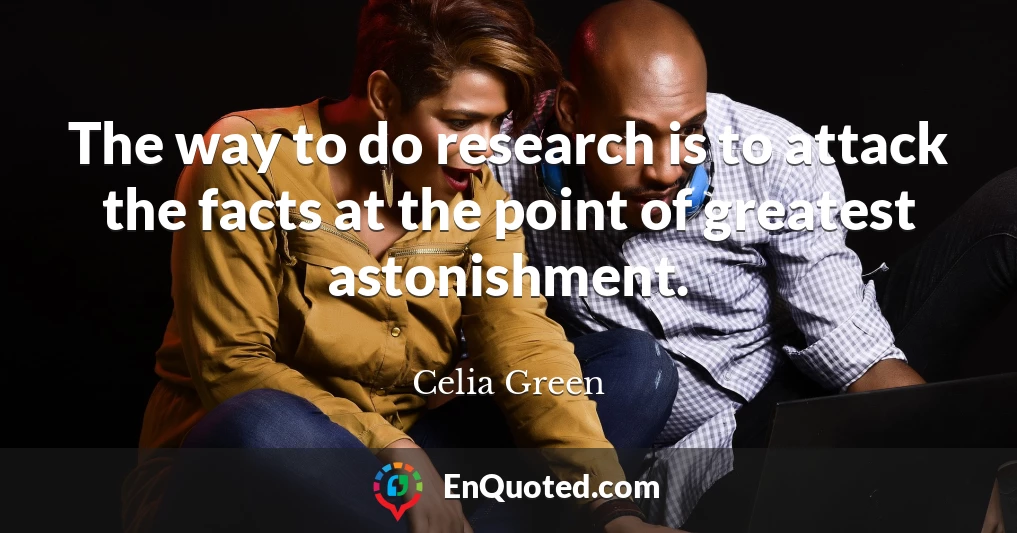 The way to do research is to attack the facts at the point of greatest astonishment.