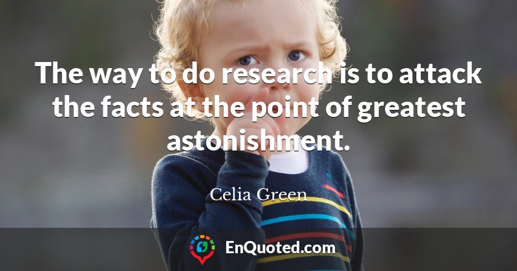 The way to do research is to attack the facts at the point of greatest astonishment.