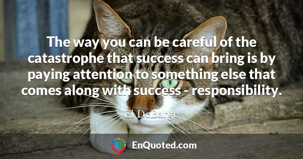 The way you can be careful of the catastrophe that success can bring is by paying attention to something else that comes along with success - responsibility.