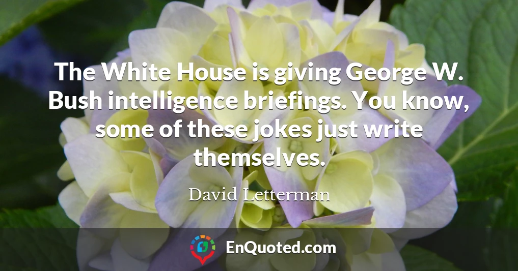 The White House is giving George W. Bush intelligence briefings. You know, some of these jokes just write themselves.