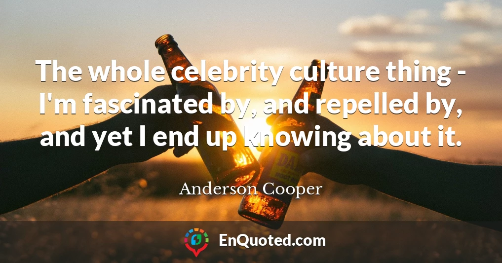 The whole celebrity culture thing - I'm fascinated by, and repelled by, and yet I end up knowing about it.