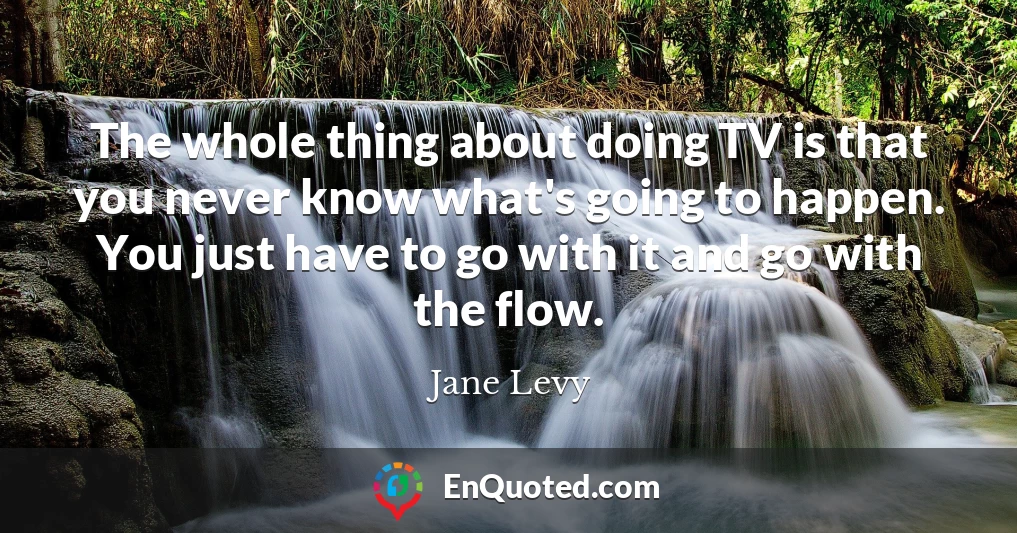 The whole thing about doing TV is that you never know what's going to happen. You just have to go with it and go with the flow.