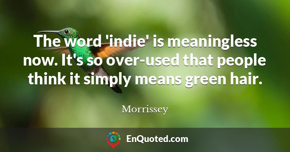 The word 'indie' is meaningless now. It's so over-used that people think it simply means green hair.