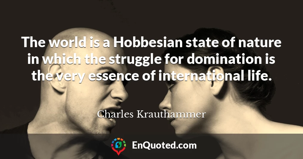 The world is a Hobbesian state of nature in which the struggle for domination is the very essence of international life.