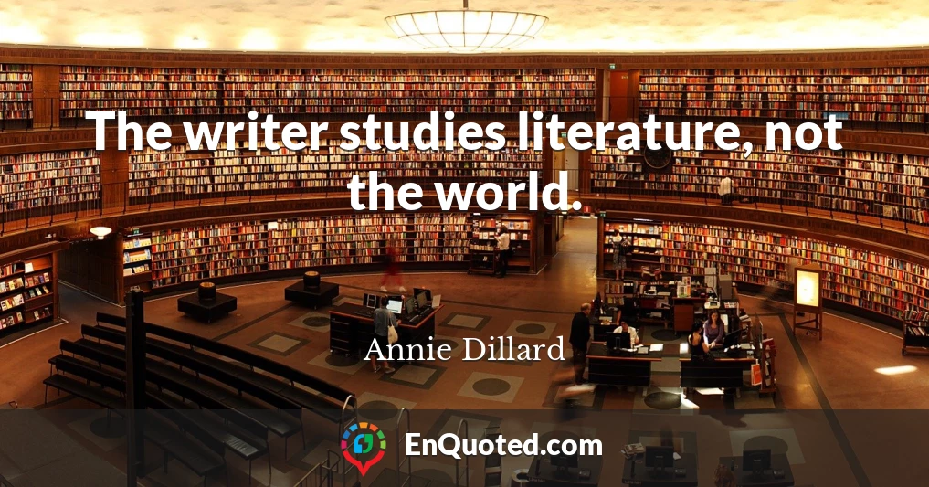 The writer studies literature, not the world.